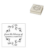 Elegant Floral Diamond Custom Name Library Book Gummistempel (Stempel)