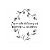 Elegant Floral Diamond Custom Name Library Book Gummistempel (Prägung)