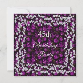 Elegant Floral & Diamonds 45. Geburtstag Einladung