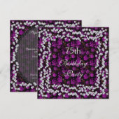 Elegant Floral & Diamonds 75. Geburtstag Einladung (Vorne/Hinten)