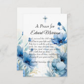 Elegant floral Dusty Blue Baptisse Begleitkarte (Vorne/Hinten)