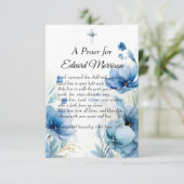 Elegant floral Dusty Blue Baptisse Begleitkarte (Stehend Vorderseite)
