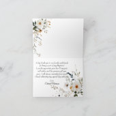 Elegant floral Dusty Blue Baptisse Dankeskarte (Innenseite)