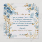 Elegant floral Dusty Blue Baptisse Dankeskarte (Vorne/Hinten)