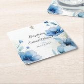Elegant floral Dusty Blue Baptisse Rechteckiger Pappuntersetzer (angewinkelt)