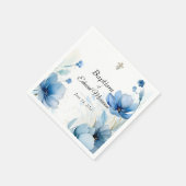 Elegant floral Dusty Blue Baptisse Serviette (Ecke)