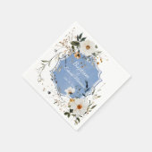 Elegant floral Dusty Blue Baptisse Serviette (Ecke)