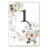 Elegant floral Dusty Blue Baptisse Tischnummer (Rückseite)