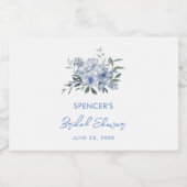 Elegant Floral Dusty Blue Brautparty Gefallen Schaumweinetikett (Einzelnes Label)