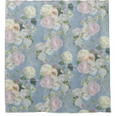 Elegant Floral Dusty Blue Pink Peony Greenery Duschvorhang (Vorderseite)