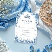 Elegant Floral Dusty Blue Princess Quinceañera RSVP Karte