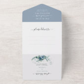 Elegant Floral Dusty Blue Qr Code Hochzeit All In One Einladung (Außenbereich)
