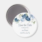 Elegant Floral Dusty Blue Save the Date Magnet (Vorderseite/Rückseite)