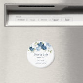Elegant Floral Dusty Blue Save the Date Magnet (In Situ (Geschirrspüler))