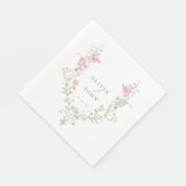Elegant Floral dusty Blue Script Wedding  Serviette (Ecke)