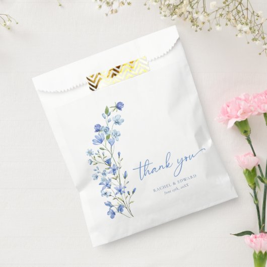 Elegant Floral Dusty Blue Vielen Dank Geschenktütchen (Versiegelt)