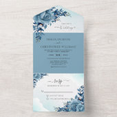 Elegant Floral Dusty Blue Wedding All In One Einladung (Innen Boden)