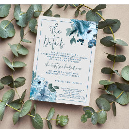 Elegant Floral Dusty Blue Wedding Begleitkarte