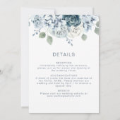 Elegant Floral Dusty Blue Wedding Einladung (Rückseite)