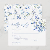 Elegant Floral Dusty Blue Wedding RSVP Karte (Vorne/Hinten)