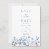 Elegant Floral Dusty Blue Wedding Save The Date (Vorderseite)