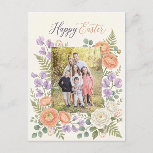 Elegant Floral Easter Blessings Brunch Invitation  Postkarte (Vorderseite)