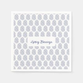 Elegant Floral Easter Egg Napkins  Spring Blessing Serviette