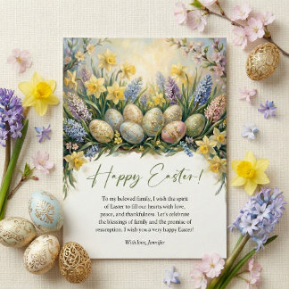 Elegant Floral Easter Eggs Spring Religious Feiertagskarte