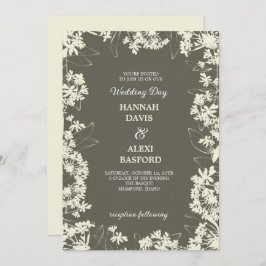 Elegant Floral Edges Goldenrod Wedding Einladung