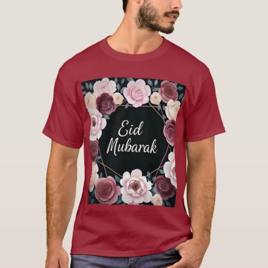 Elegant Floral Eid Mubarak Mens Tshirt (Vorderseite)