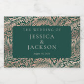 Elegant Floral Emerald Green und Rose Gold Schaumweinetikett (Einzelnes Label)