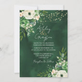 Elegant Floral Emerald Green Wedding Einladung (Vorderseite)