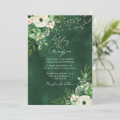 Elegant Floral Emerald Green Wedding Einladung (Stehend Vorderseite)