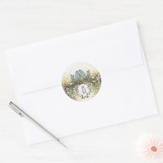 Elegant Floral Envelope Seal Sticker 1.5 Inch (Umschlag)