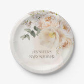 Elegant Floral Eucalyptus Baby Shower Pappteller (Vorderseite)