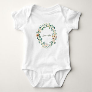 Elegant Floral Eucalyptus Greenery Baby Shower Baby Strampler