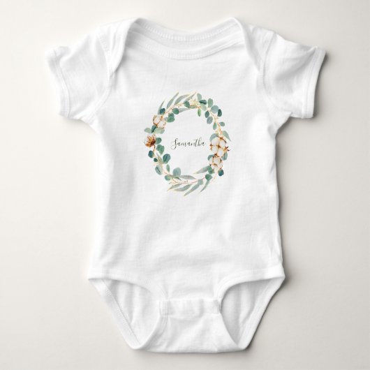 Elegant Floral Eucalyptus Greenery Baby Shower Baby Strampler (Vorderseite)