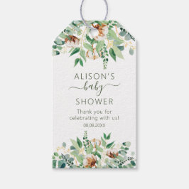 Elegant Floral Eucalyptus Greenery Baby Shower Geschenkanhänger