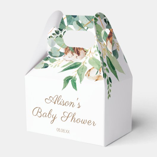 Elegant Floral Eucalyptus Greenery Baby Shower Geschenkschachtel (Rückseite)