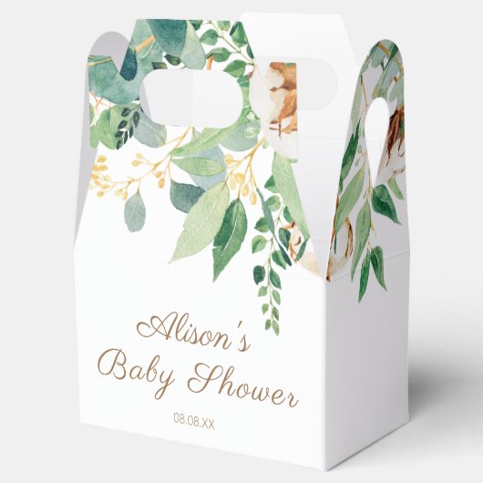 Elegant Floral Eucalyptus Greenery Baby Shower Geschenkschachtel (Geöffnet)