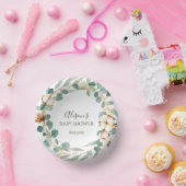 Elegant Floral Eucalyptus Greenery Baby Shower Pappteller (Party)