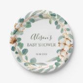 Elegant Floral Eucalyptus Greenery Baby Shower Pappteller (Vorderseite)