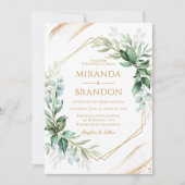 Elegant Floral Eucalyptus Verlasse Grüne Hochzeit Einladung (Vorderseite)