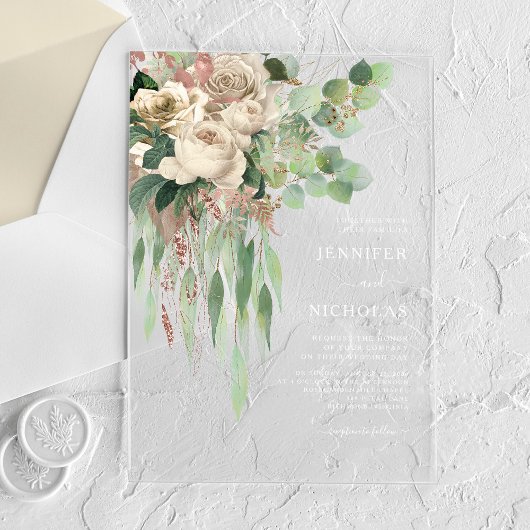 Elegant Floral Eucalyptus Wedding Acryleinladungen