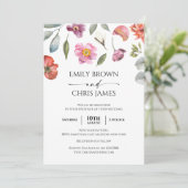 Elegant Floral Eucalyptus Wedding Einladung (Stehend Vorderseite)