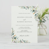 Elegant Floral Eucalyptus Wedding Einladung (Stehend Vorderseite)