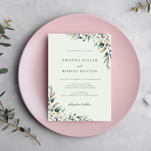 Elegant Floral Eucalyptus Wedding Einladung