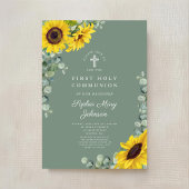 Elegant Floral Eukalyptus First Communion Einladung