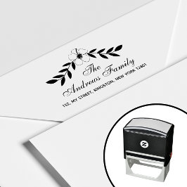 Elegant Floral Familienname Leaf Permastempel