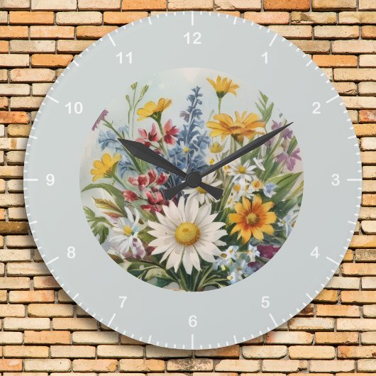 Elegant Floral Farmhouse Große Wanduhr